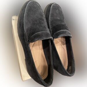 New, black suede CLARKS loafers